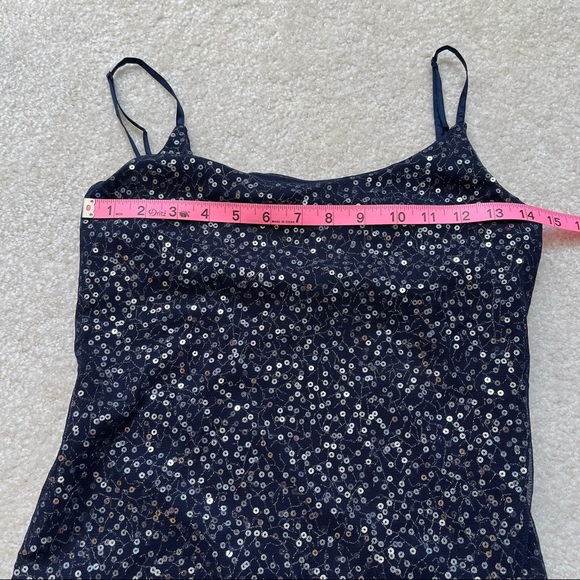 The Limited Navy Tank Top Womens Medium M Spaghetti Strap Sequin - Picture 6 of 8